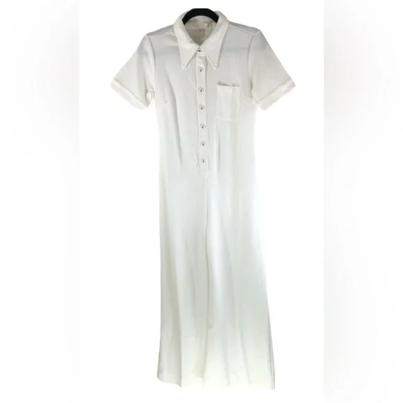 Suzie Kondi Short Sleeve Jumpsuit Ponte Flare Leg Ivory L - Picture 3 of 6
